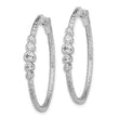 Sterling Silver Rhodium-plated CZ Textured Hoop Earrings - Birthstone Company
