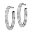 Sterling Silver Rhodium-plated CZ 20x3mm C-Hoop Earrings - Birthstone Company