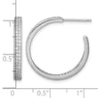 Sterling Silver Rhodium-plated CZ 20x3mm C-Hoop Earrings - Birthstone Company
