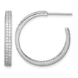 Sterling Silver Rhodium-plated CZ 20x3mm C-Hoop Earrings - Birthstone Company