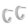 Sterling Silver Rhodium-plated CZ 14x3.5mm C-Hoop Post Earrings - Birthstone Company