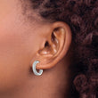 Sterling Silver Rhodium-plated CZ 14x3.5mm C-Hoop Post Earrings - Birthstone Company