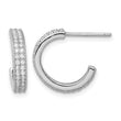 Sterling Silver Rhodium-plated CZ 14x3.5mm C-Hoop Post Earrings - Birthstone Company