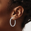 Sterling Silver Rhodium-plated CZ 30x3mm Hoop Earrings - Birthstone Company
