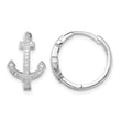 Sterling Silver Rhodium-plated CZ Anchor Hinged Earrings - Birthstone Company