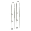 Sterling Silver Polished 3 Bezel Set CZs Threader Earrings