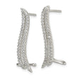 Sterling Silver Polished CZ Double Row Post & Cuff Ear Climber Earrings - Birthstone Company