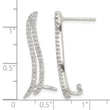 Sterling Silver Polished CZ Double Row Post & Cuff Ear Climber Earrings - Birthstone Company
