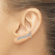 Sterling Silver Polished CZ Double Row Post & Cuff Ear Climber Earrings - Birthstone Company