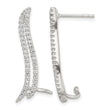 Sterling Silver Polished CZ Double Row Post & Cuff Ear Climber Earrings - Birthstone Company