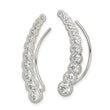 Sterling Silver Polished & Textured Graduated CZ Ear Climber Earrings - Birthstone Company