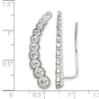 Sterling Silver Polished & Textured Graduated CZ Ear Climber Earrings - Birthstone Company