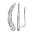 Sterling Silver Polished & Textured Graduated CZ Ear Climber Earrings - Birthstone Company