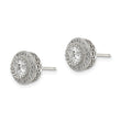 Sterling Silver Rhod-plated Polished Pav‚ CZ Halo Round Post Earrings - Birthstone Company