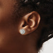 Sterling Silver Rhod-plated Polished Pav‚ CZ Halo Round Post Earrings