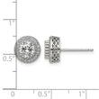 Sterling Silver Rhod-plated Polished Pav‚ CZ Halo Round Post Earrings - Birthstone Company