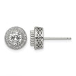 Sterling Silver Rhod-plated Polished Pav‚ CZ Halo Round Post Earrings - Birthstone Company