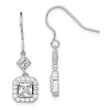 Sterling Silver Rhodium-plated Polished Square CZ Halo Dangle Earrings