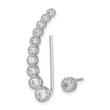 Sterling Silver RH-plated Polished & Textured CZ 1 Ear Climber & 1 Stud Ear - Birthstone Company