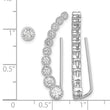 Sterling Silver RH-plated Polished & Textured CZ 1 Ear Climber & 1 Stud Ear - Birthstone Company