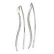 Sterling Silver Polished CZ Curved Bar Threader Earrings - Birthstone Company