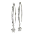 Sterling Silver Polished CZ Star Threader Earrings