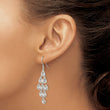 Sterling Silver RH-pltd Polished Fancy Pear CZ Chandelier Dangle Earrings