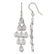 Sterling Silver RH-pltd Polished Fancy Pear CZ Chandelier Dangle Earrings - Birthstone Company