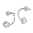 Sterling Silver Polished CZ Half-Circle Post Earrings - Birthstone Company