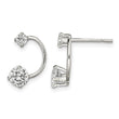 Sterling Silver Polished CZ Half-Circle Post Earrings - Birthstone Company