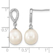 Sterling Silver Rhodium-plated 8-9mm White Rice Freshwater Cultured Pearl and CZ Post Dangle Earrings - Birthstone Company