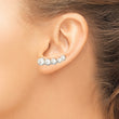 Sterling Silver Rhodium-plated Polished White 4-6mm Button Freshwater Cultured Pearl Post Ear Climber Earrings - Birthstone Company