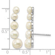 Sterling Silver Rhodium-plated Polished White 4-6mm Button Freshwater Cultured Pearl Post Ear Climber Earrings - Birthstone Company