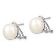 Sterling Silver Rhodium-plated 12-13mm FWC Pearl Omega Back Earrings