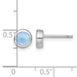 Sterling Silver RH-plated Polished Blue Created Opal Round Stud Earrings - Birthstone Company