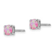 Sterling Silver Rhodium-plated White/Pink/Blue Cr. Opal Set/3 Earrings