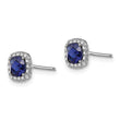 Sterling Silver Rhod-plated Created Blue/White Sapphire Post Earrings - Birthstone Company