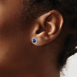 Sterling Silver Rhod-plated Created Blue/White Sapphire Post Earrings - Birthstone Company