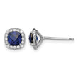 Sterling Silver Rhod-plated Created Blue/White Sapphire Post Earrings - Birthstone Company