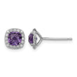 Sterling Silver Rhodium Plated Amethyst and Cr White Sapphire Earrings - Birthstone Company