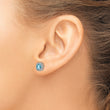 Sterling Silver Rhodium plated Blue Topaz and Cr. Wht Sapphire Earrings - Birthstone Company