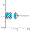 Sterling Silver Rhodium plated Blue Topaz and Cr. Wht Sapphire Earrings - Birthstone Company