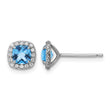Sterling Silver Rhodium plated Blue Topaz and Cr. Wht Sapphire Earrings - Birthstone Company