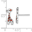 Sterling Silver Rhodium-plated Enameled CZ Giraffe Post Earrings