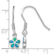 Sterling Silver Rhodium-plated Blue Created Opal Flower Earrings - Birthstone Company