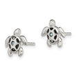 Sterling Silver Antiqued Aqua Crystal Turtle Post Earrings - Birthstone Company