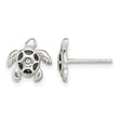 Sterling Silver Antiqued Aqua Crystal Turtle Post Earrings - Birthstone Company