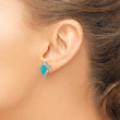 Sterling Silver Rhodium-plated Green Created Opal Turtle Post Earrings