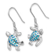 Sterling Silver Rhodium-plated Blue Created Opal Turtle Earrings - Birthstone Company