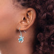 Sterling Silver Rhodium-plated Blue Created Opal Turtle Earrings